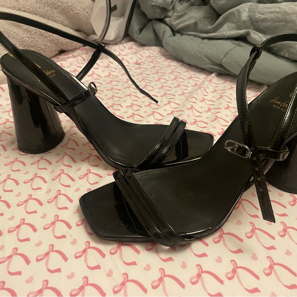 Sam Edelman Glossy Black Strappy Heels